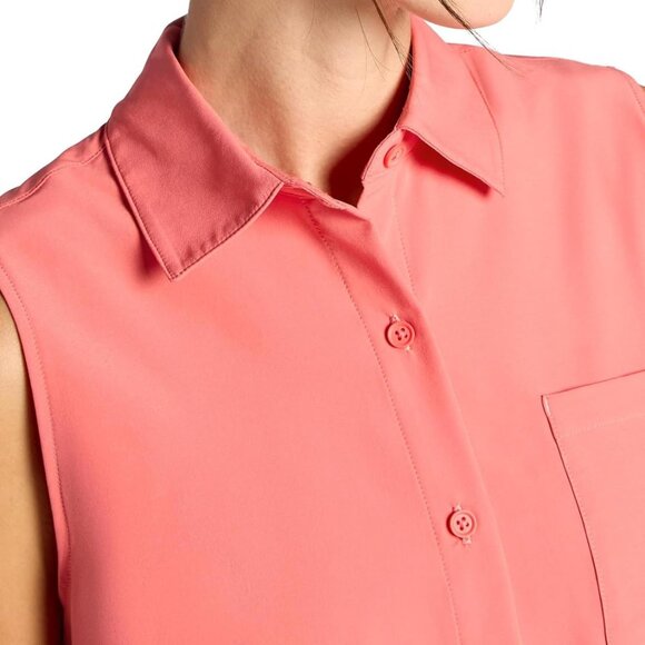 Gaiam Womens On The Move Woven Tank Top, Standard Fit, Stretch Lightweight Coral - Picture 4 of 5